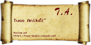 Tuss Anikó névjegykártya